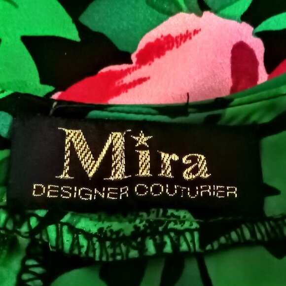 Mira Designer Couturier Floral Silk Long Sleeve Blouse - Picture 4 of 4